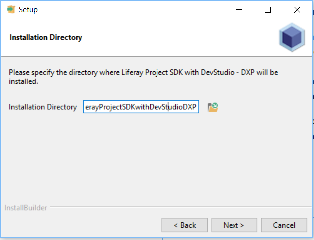 Figure 1: Choose the folder your Dev Studio instance should reside.