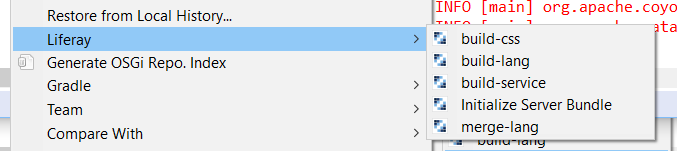Figure 4: You can execute build operations by right-clicking the Gradle project in the Project Explorer.