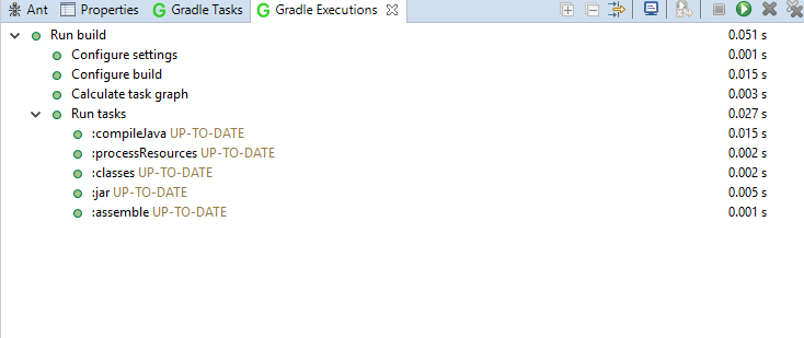 Figure 6: The Gradle Executions view helps you visualize the Gradle build process.