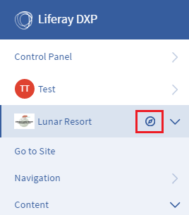 Figure 1: The Site Administration dropdown menu lets you choose the context in which your application display template resides.