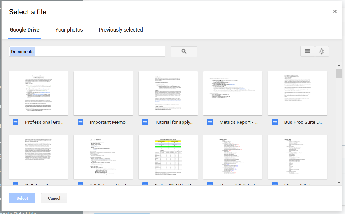 Figure 1: You can select files from Google Drive™ or your photos.