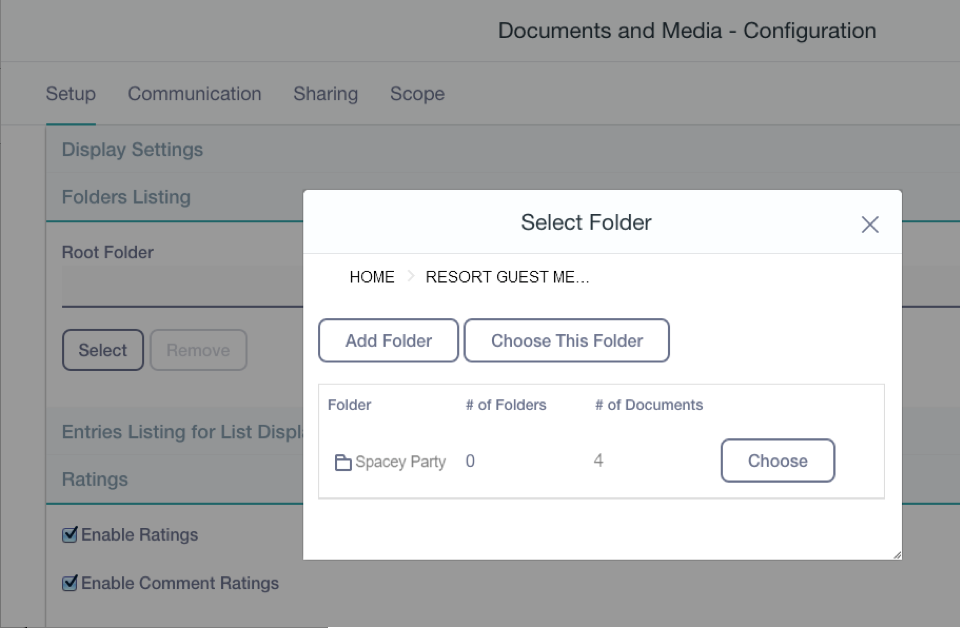 Figure 1: The Documents and Media app can be configured to use any folder as a root folder to display.