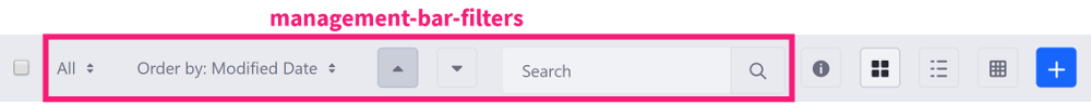 Figure 4: The management-bar-filters tag contains the content filtering options.