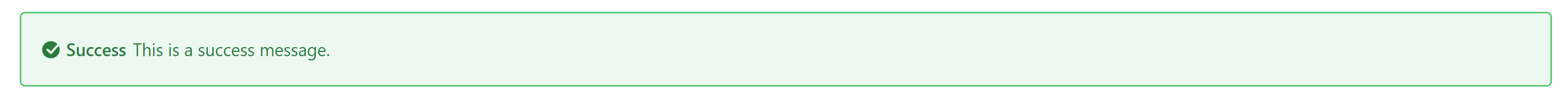 Figure 2: The success alert notifies the user when an action is successful.