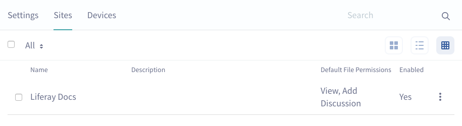 Figure 2: Sync Connector Admins Sites tab lets you manage Sync on a per-site basis.