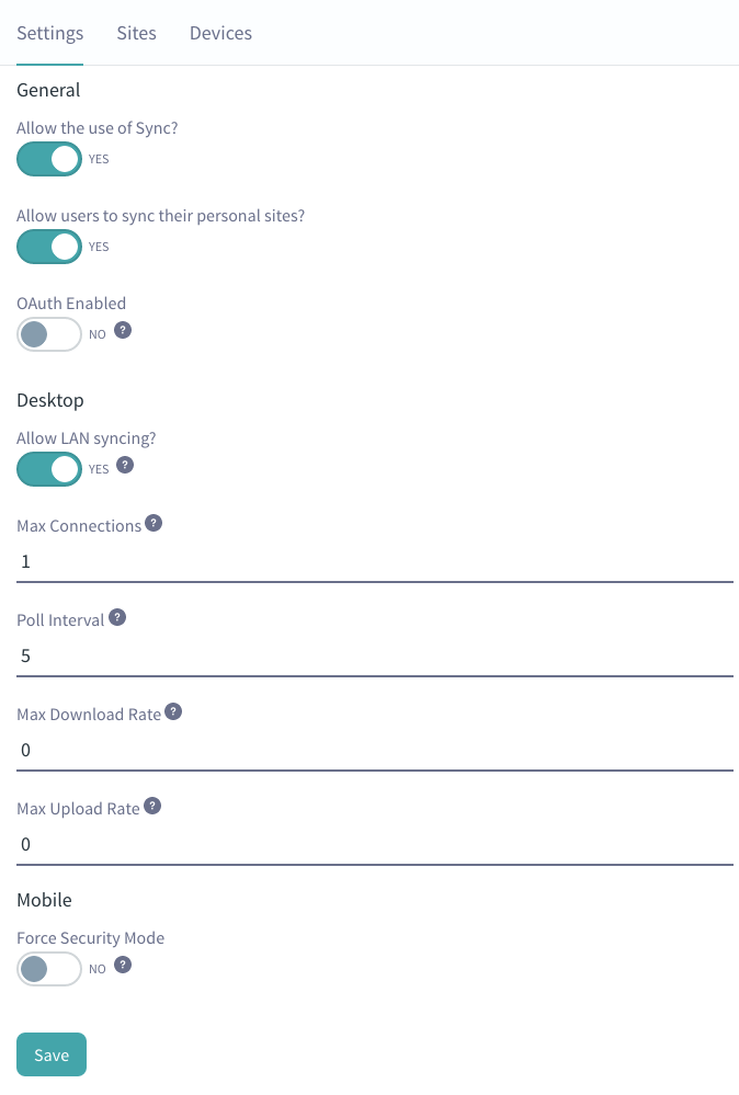 Figure 1: The Control Panels Configuration section contains Sync Connector Admin.