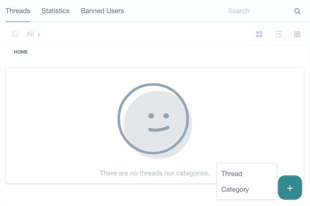 Figure 1: A Message Board instance starts empty, ready for you to configure for your purposes.