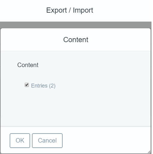 図1：UIでエクスポート/インポートするコンテンツタイプを選択できます。
