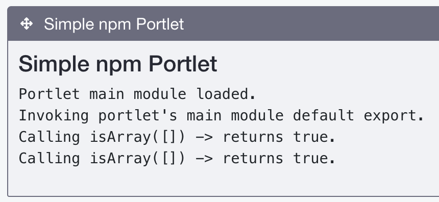 Figure 1: The portlets status and actions are displayed as output.