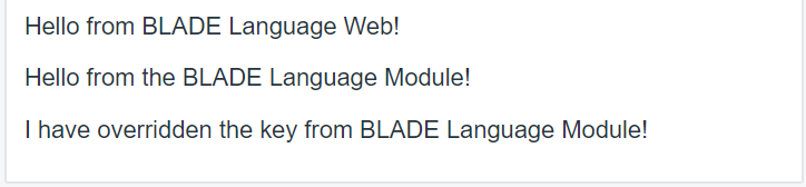 Figure 2: The Language Web portlet displays three phrases, two of which are shared from a different module.