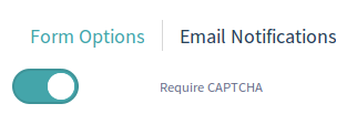 Figure 12: You can enable CAPTCHA for your form in the Form Settings window.