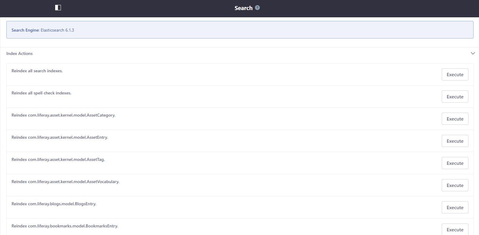 Figure 8: Search administration is now separated from server administration.