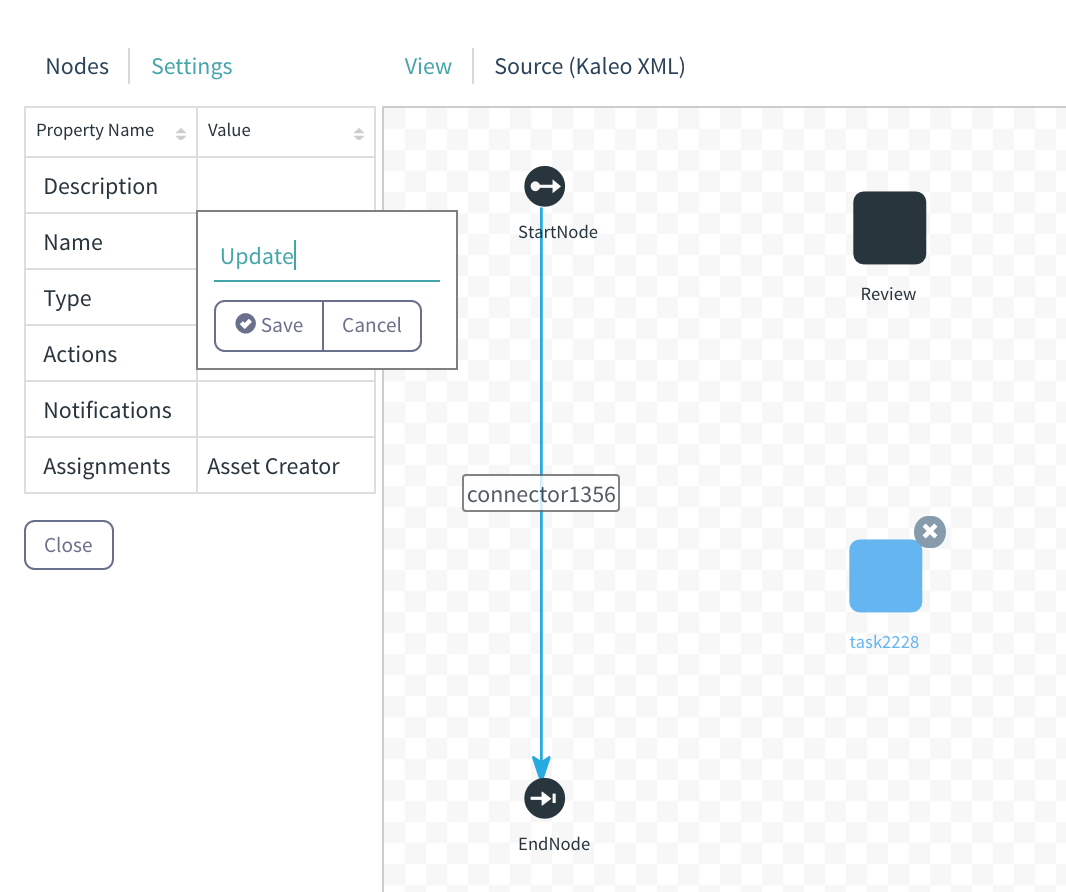Figure 4: You can edit a nodes settings.