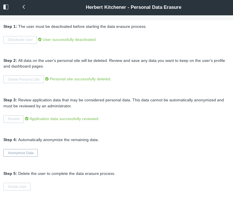 Figure 8: Anonymize any remaining use of the Users identifiers remaining in the database.