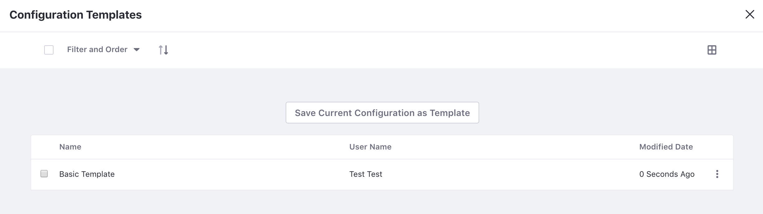 Figure 1: Create a configuration template to save your apps configuration settings.