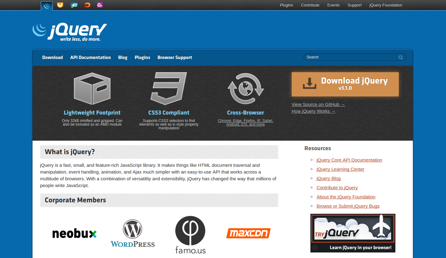 Figure 3: jQuery is a fast, small, and feature-rich JavaScript library.