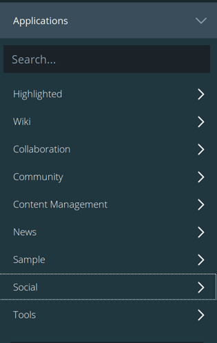 Figure 1: Users choose applications from a list of display categories.