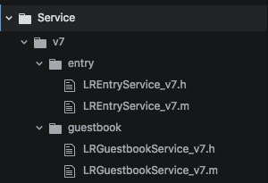 Figure 3: The Guestbook Mobile SDKs Objective-C classes unzip to this folder structure.