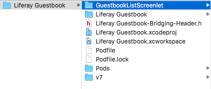 Figure 1: The new GuestbookListScreenlet folder should be inside your root project folder.