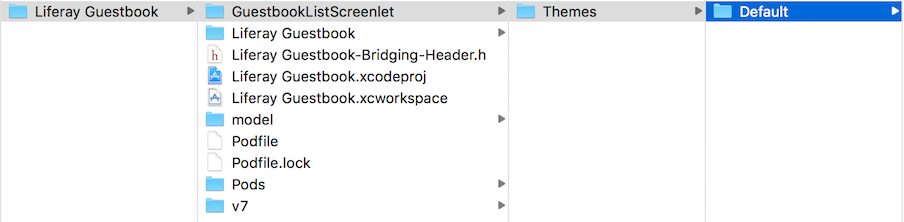 Figure 1: The new Themes/Default folder structure should be inside the Screenlets folder.