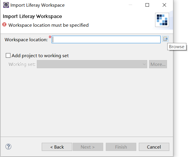 Figure 6: You can import an existing Liferay Workspace into your current Developer Studio session.