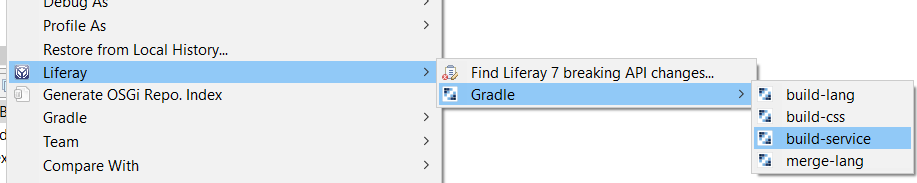 Figure 4: You can execute build operations by right-clicking the Gradle project in the Project Explorer.