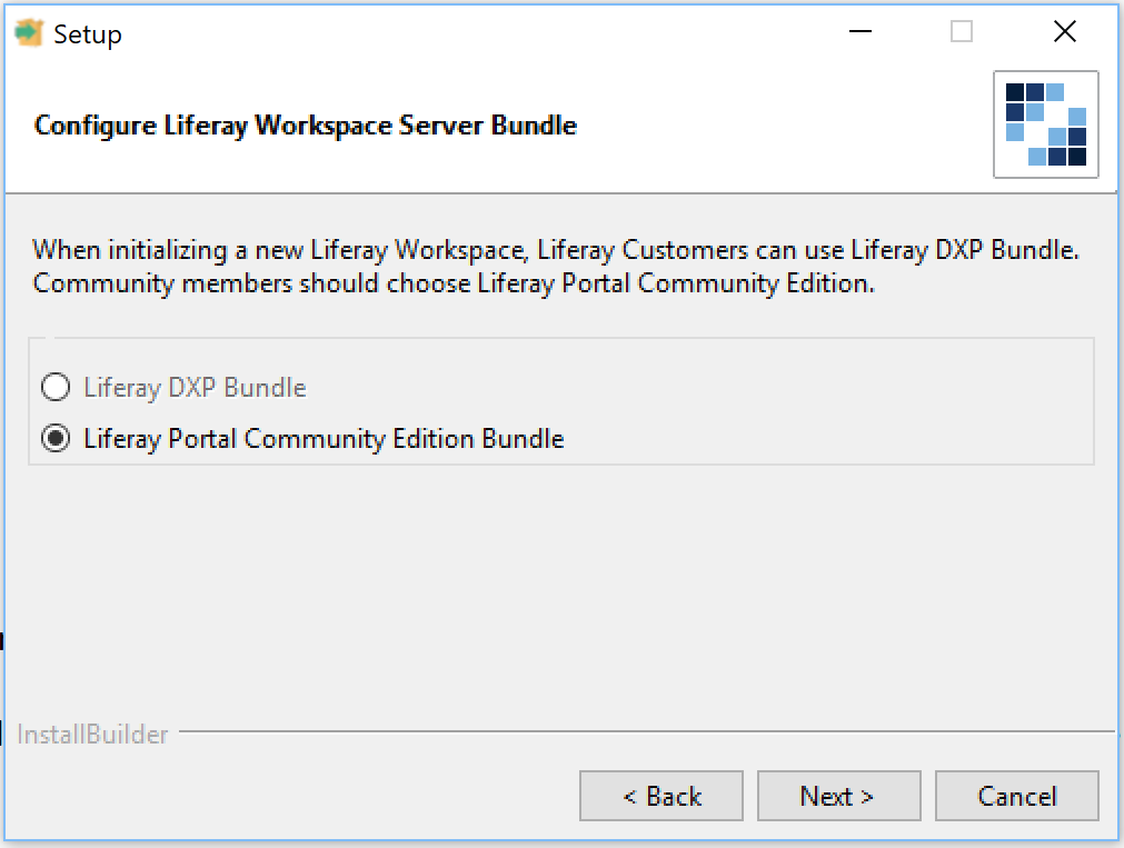 Figure 2: Select the product version youll use with your Liferay Workspace.