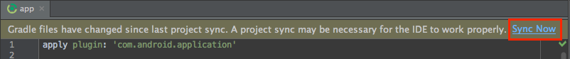 Figure 2: After editing the app modules build.gradle file, click Sync Now to incorporate the changes in your app.