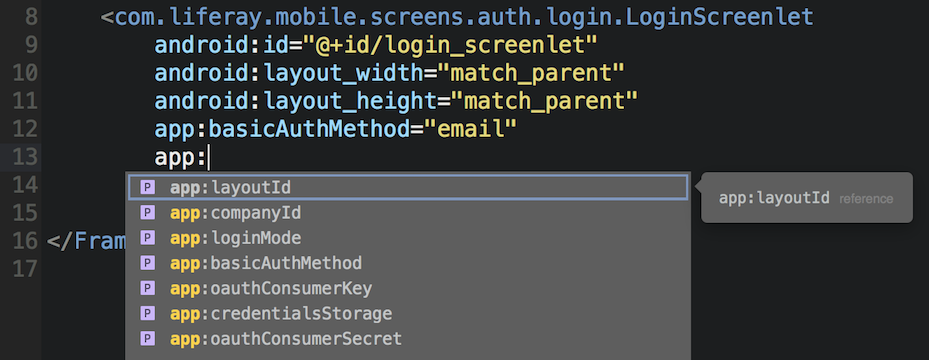 Figure 1: You can set a Screenlets attributes via the apps layout AXML file.