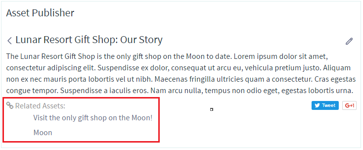 Figure 1: You and your users can find it helpful to relate assets to entities, such as this blogs entry.