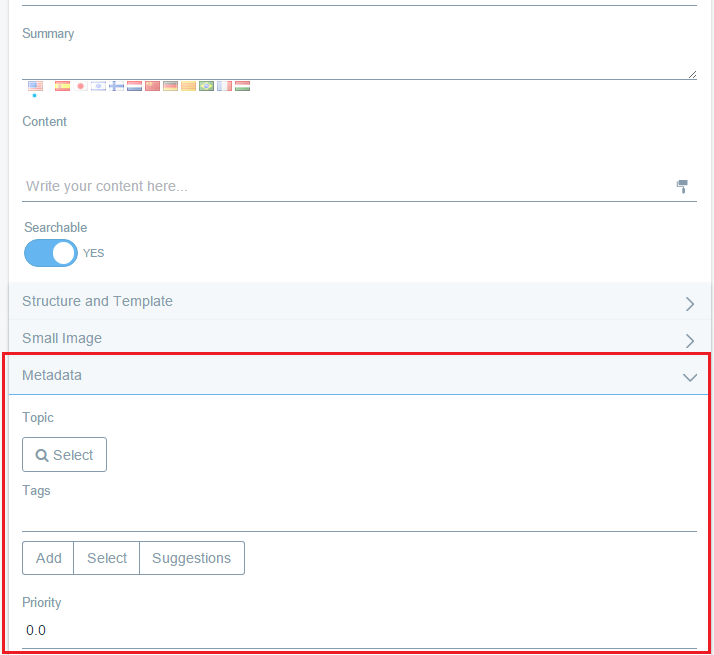 Figure 1: The Priority field lets users set an assets priority.