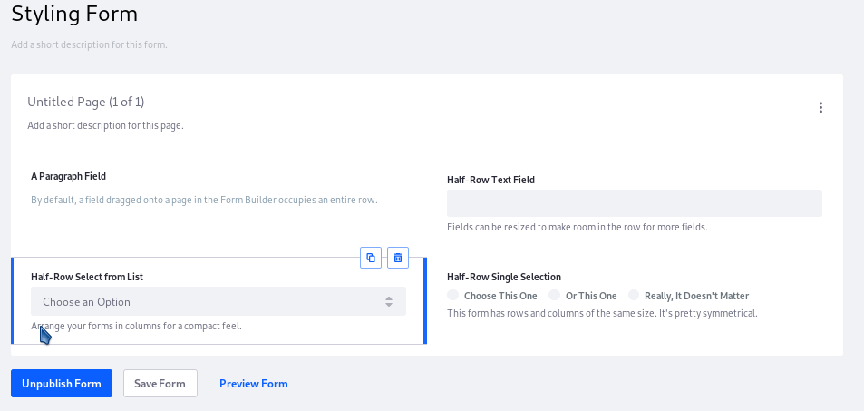 Figure 2: Putting form fields in multiple columns can give you more space.