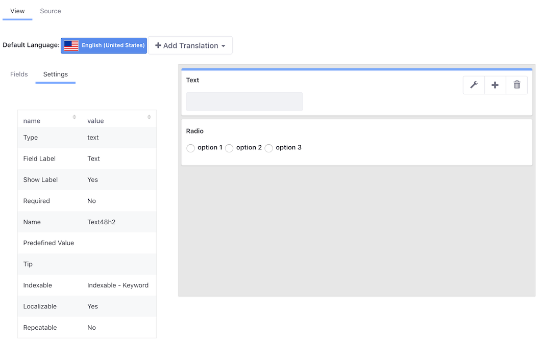 Figure 4: Configure the settings for each field in your data definition.