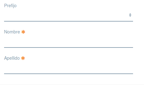 Figure 2: The Spanish user name settings omit the suffix and middle name fields entirely.