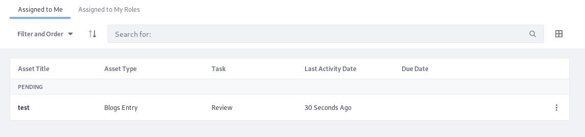 Figure 4: The assets assigned to a user are listed in Assigned to Me.