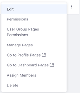 Figure 3: The Actions menu for a user group.