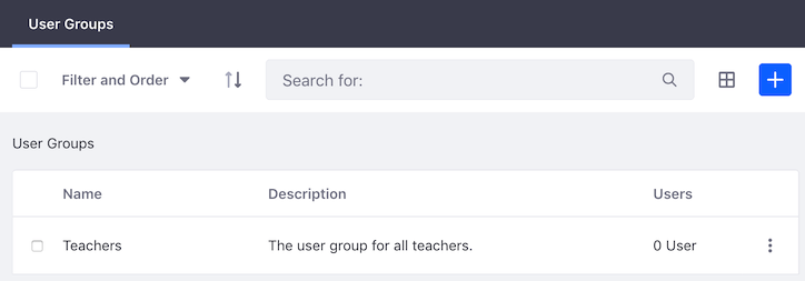 Figure 1: The user groups appear in a table.