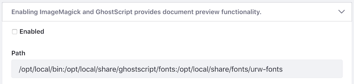 Figure 1: Enable ImageMagick and Ghostscript, and verify that the paths are correct.