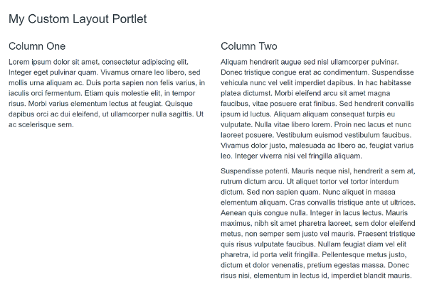 Figure 2: You can take advantage of Bootstraps grid classes to create responsive layouts within your custom portlets.