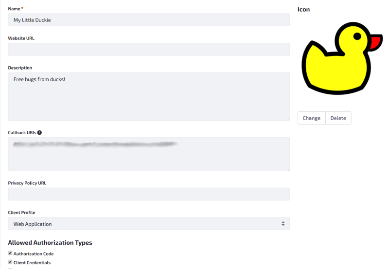Figure 2: Adding an application registers it so users can authorize access to their data.