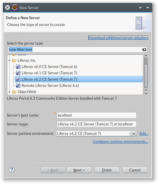 Figure 4: Select the Liferay server runtime you downloaded.