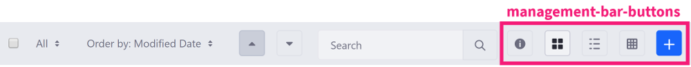 Figure 2: The management-bar-buttons tag contains the Management Bars main buttons.