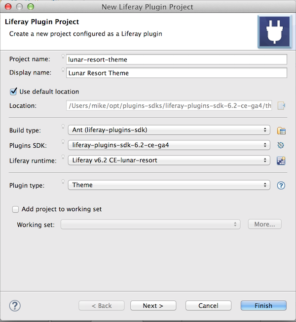 Figure 1: The Project Wizard makes it easy to build a theme.