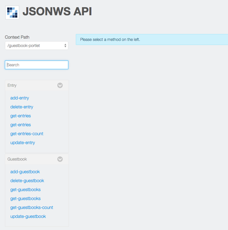 Figure 1: The Guestbook Portlets context path (guestbook-portlet) on the server.