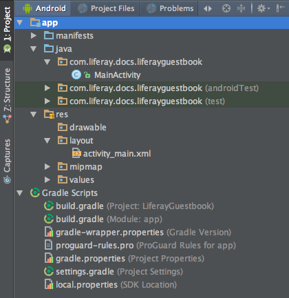 Figure 5: Android Studio shows your projects structure.