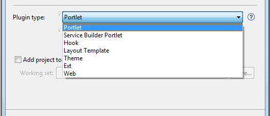 Figure 4: The Plugin Type selector lets you specify the type of plugin project to create.