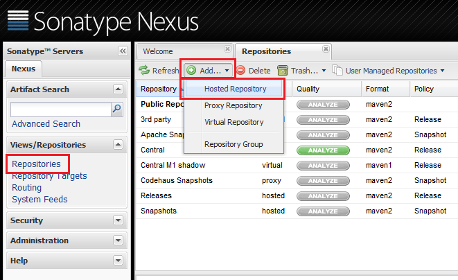 Figure 2.20: Adding a repository to hold your Liferay artifacts is easy with Nexus OSS.