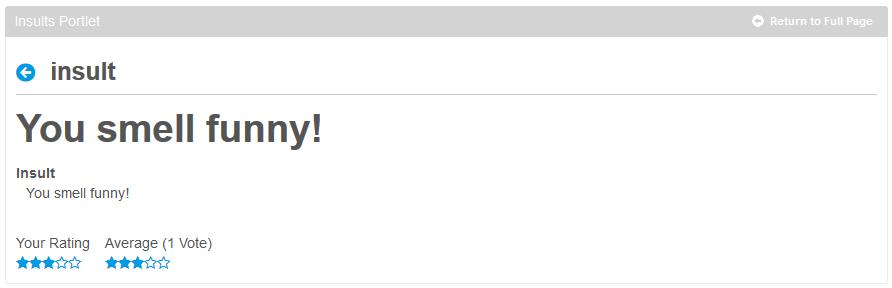 Figure 1: Users can now rate instances of your custom entities.