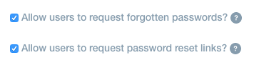 Checkboxes for the password recovery features in Liferay Portal.