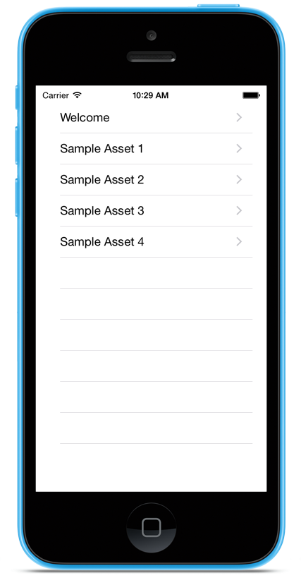 Figure 1: Asset List Screenlet using the Default (default) Theme.